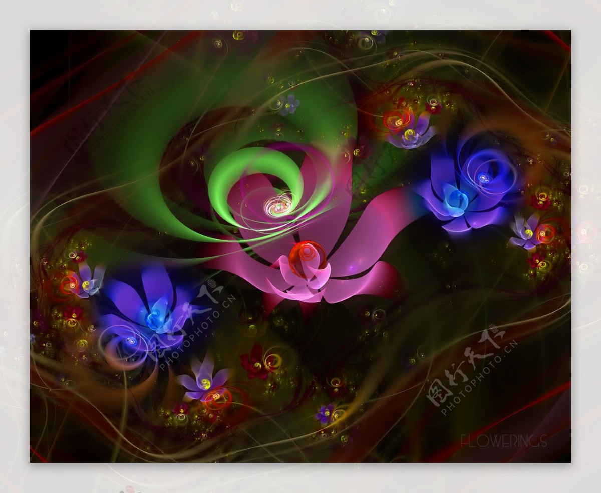 3D梦幻抽象花朵壁纸系列图片