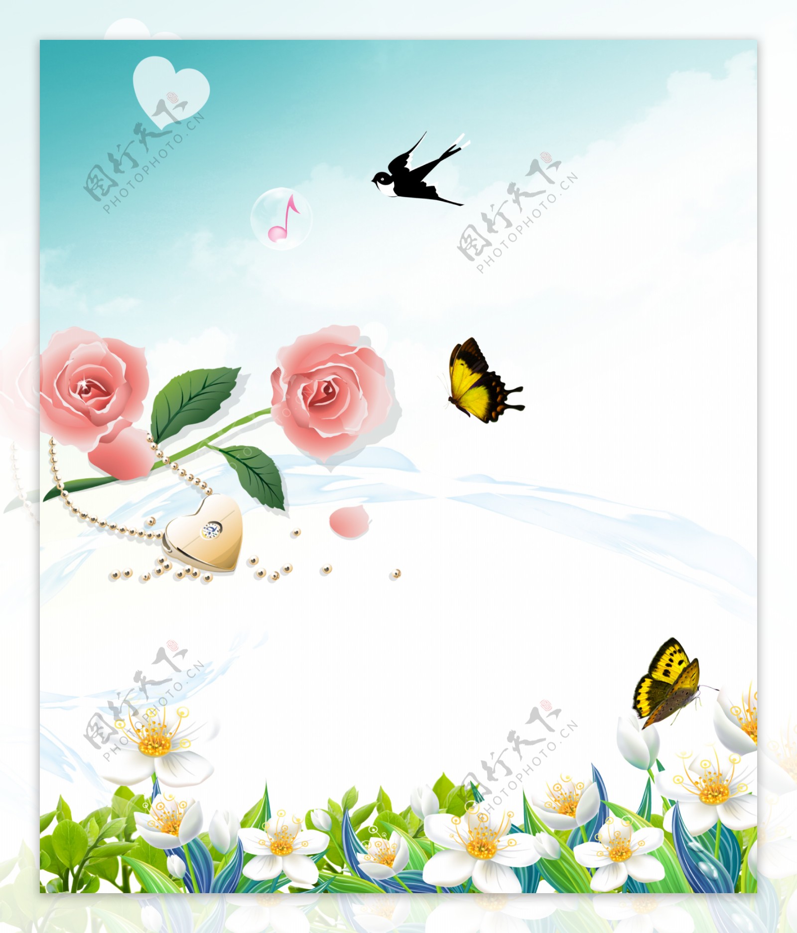 蝴蝶与玫瑰图片