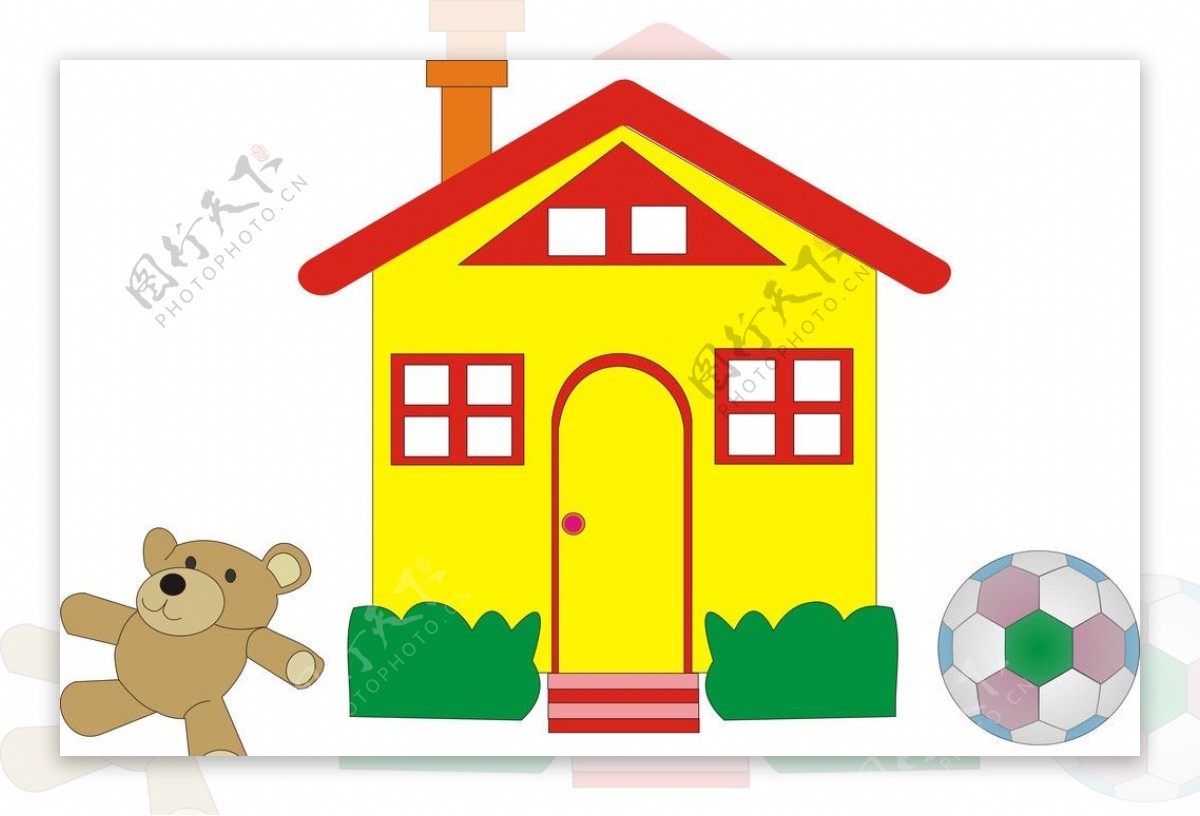 幼儿画足球和房子图片