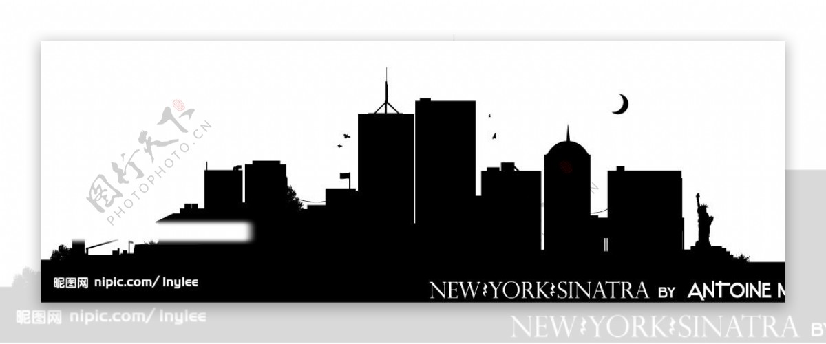 美国城市纽约剪影矢量素材图片