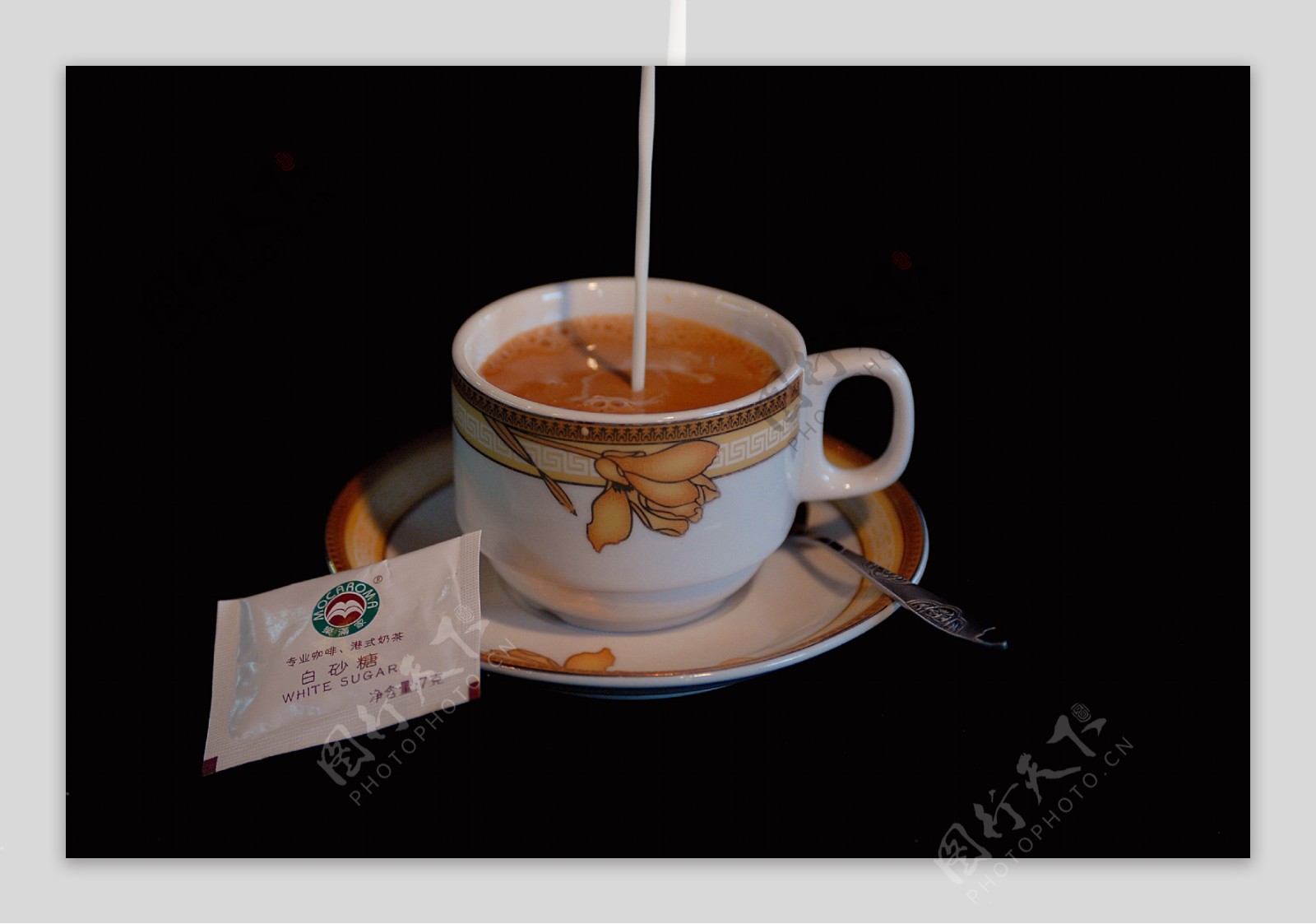 港式热奶茶冷饮珍珠奶茶奶泡图片