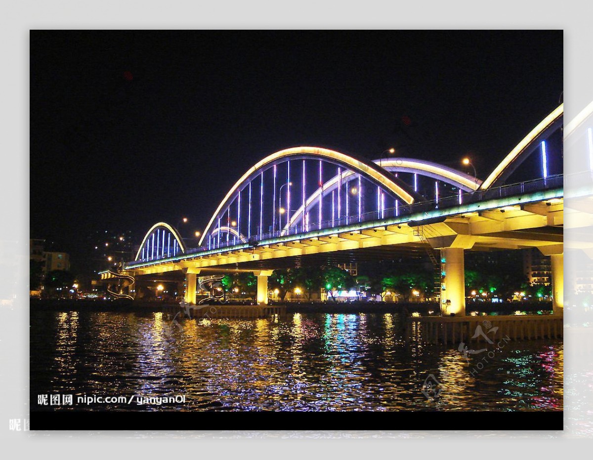 广州珠江大桥夜景图片