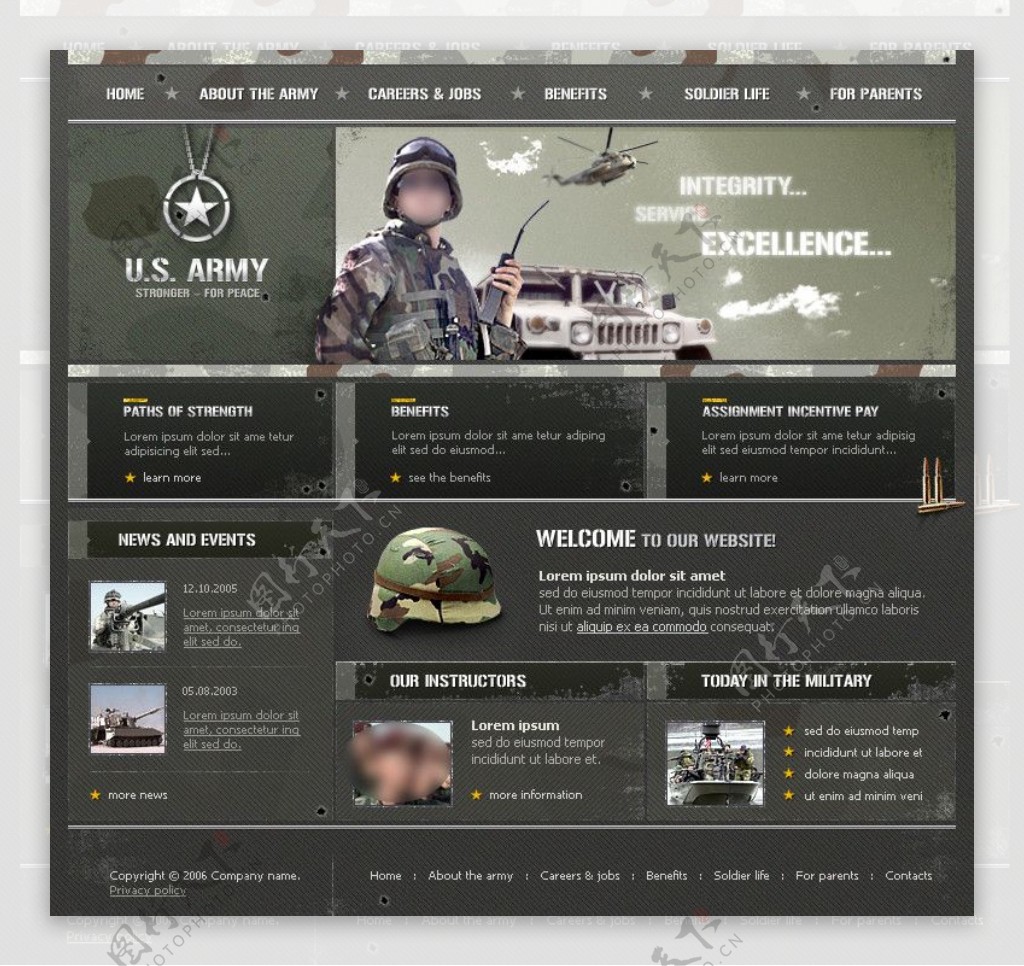 美国军事网站模板包含HTMLFlashCSS图片