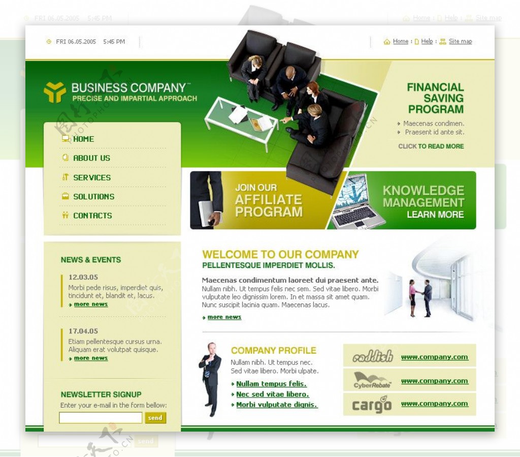 经典欧美企业网站首页模版图片