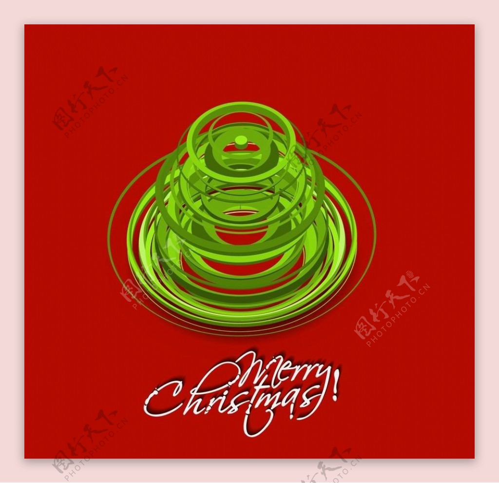 绿色动感线条圈圈圣诞树图片