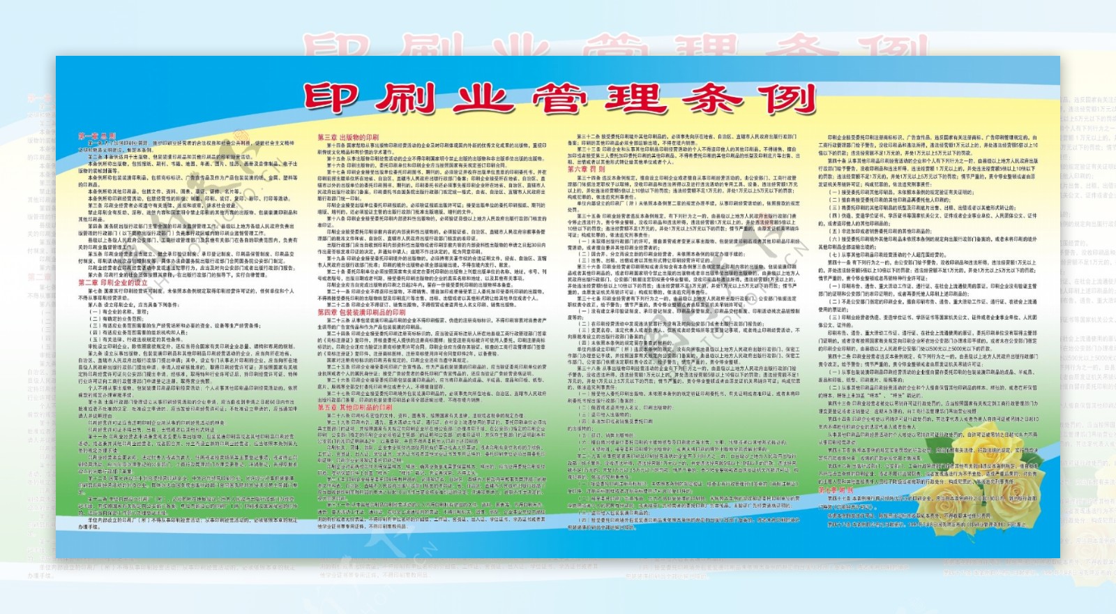 印刷业管理条例展板图片
