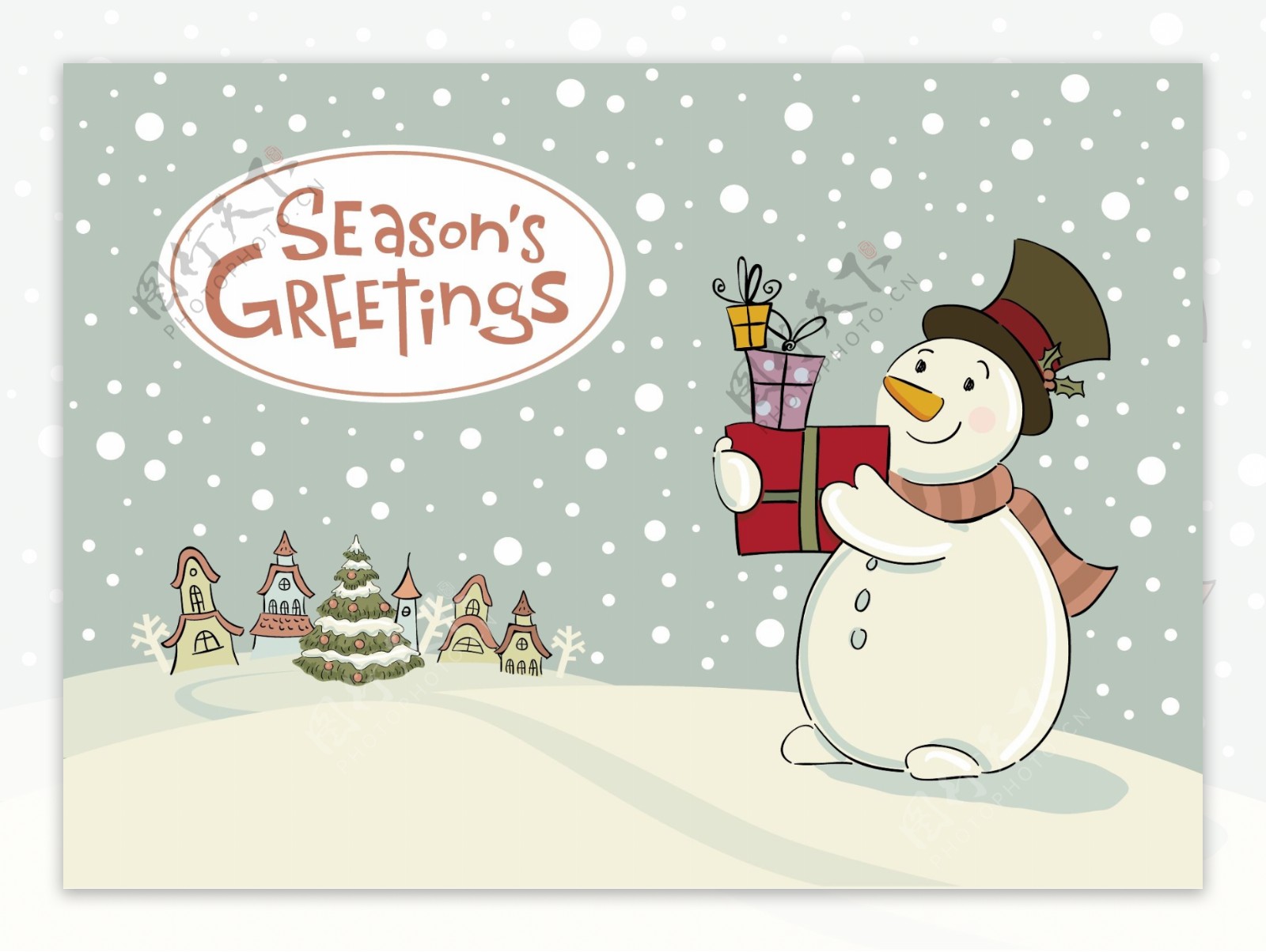 卡通雪人圣诞背景图片