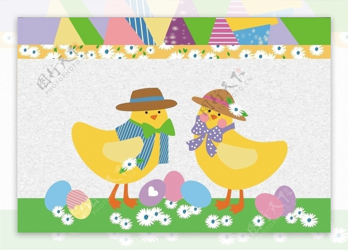复活节彩蛋可爱卡通鸭子图片