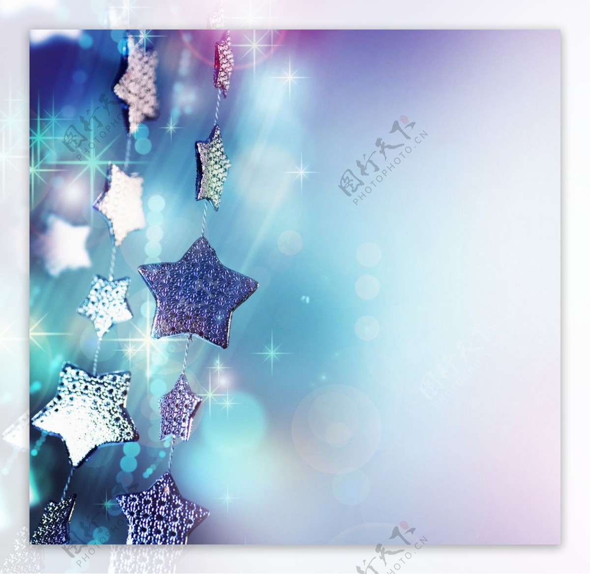 蓝色星星圣诞贺卡图片