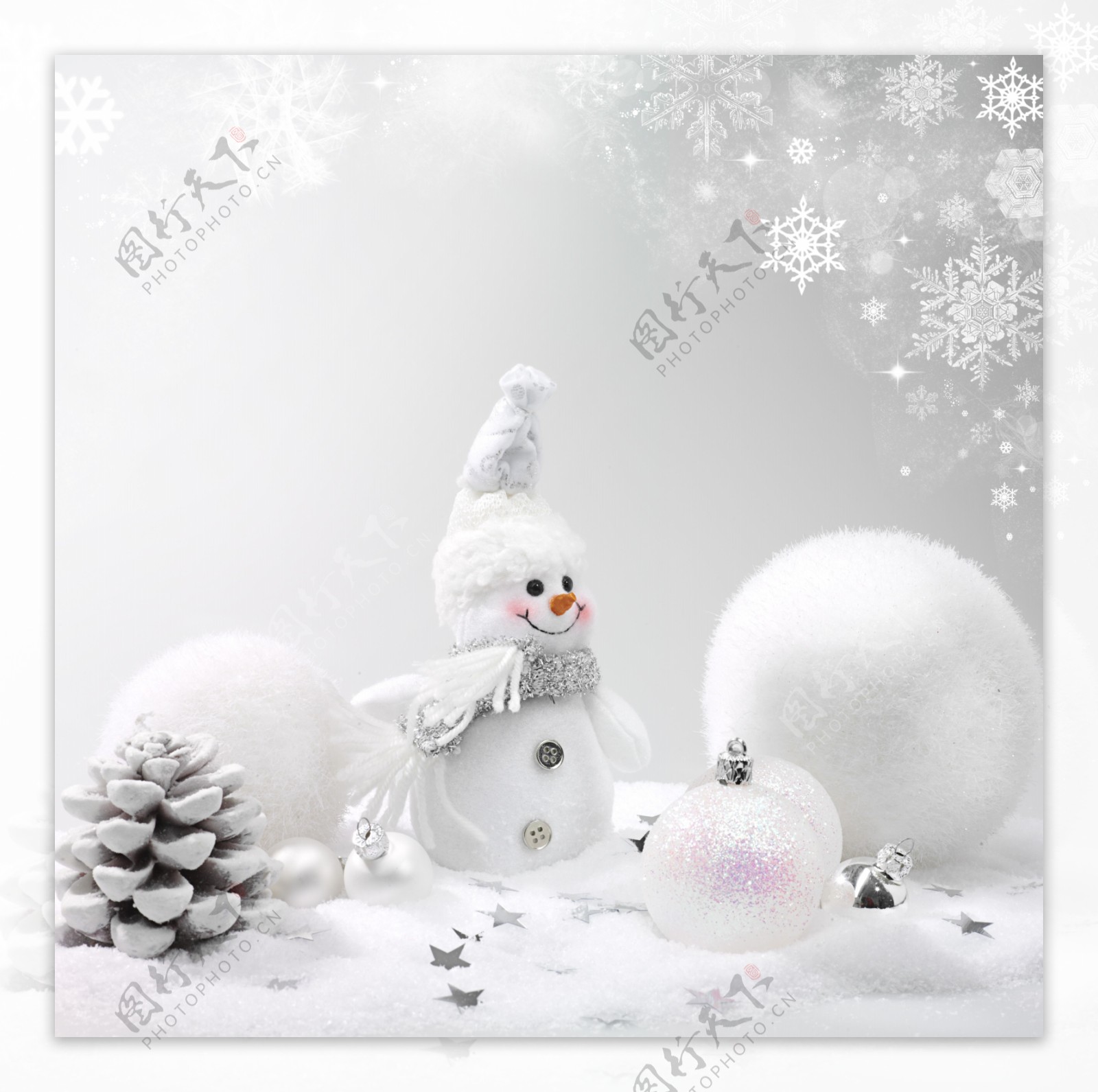 圣诞雪人雪球雪花图片