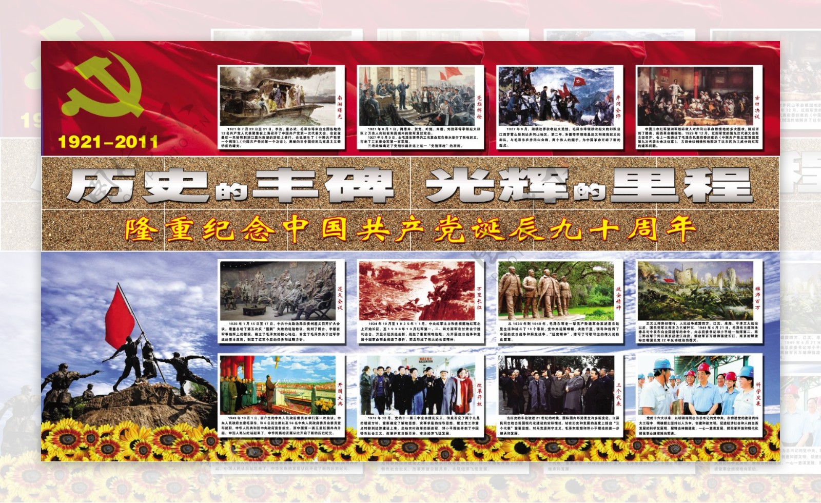 纪念中国诞辰九十周年展板图片