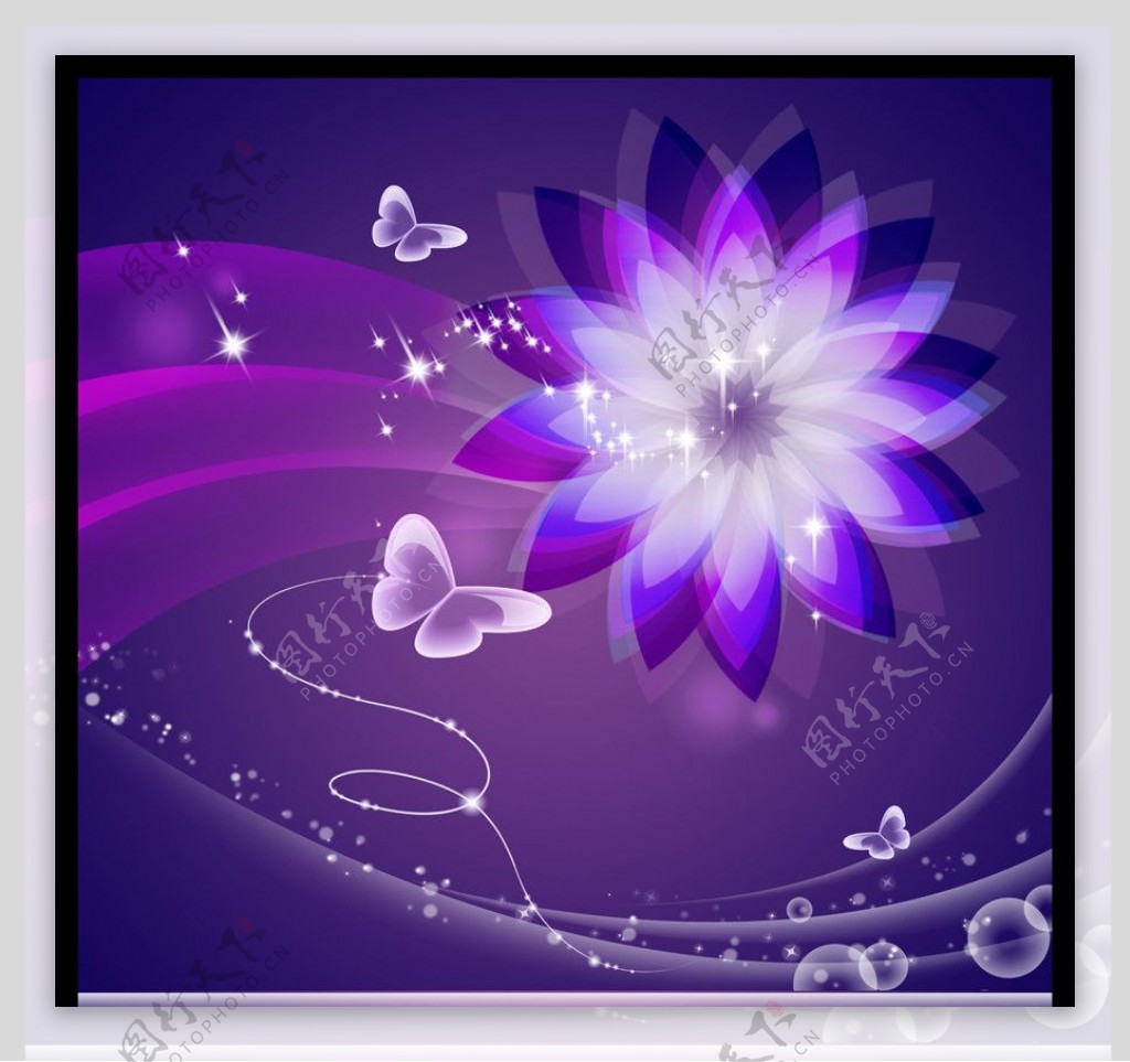 紫色时尚唯美炫彩花朵广告设计图片