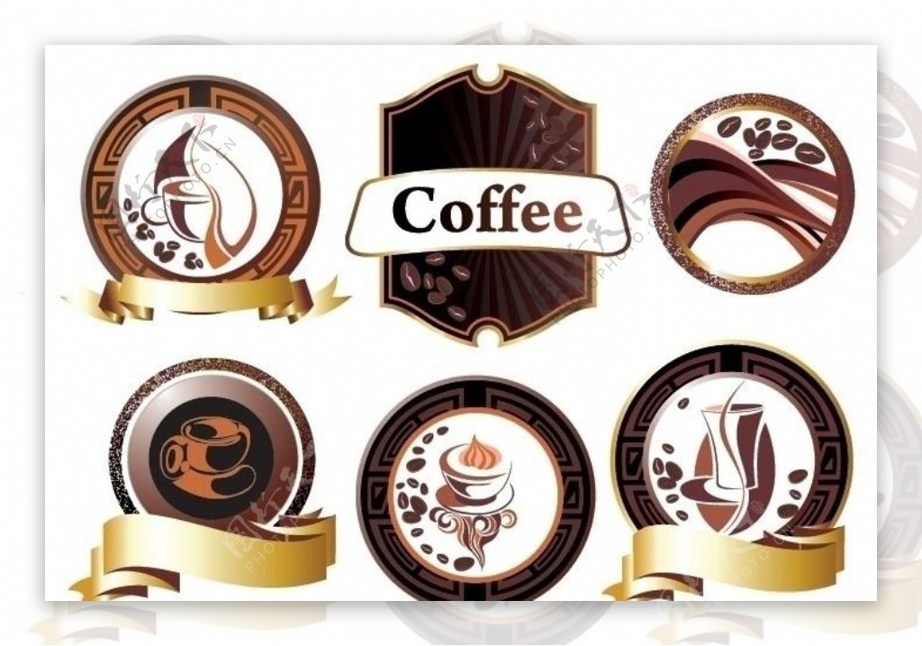 欧式咖啡花纹标签图片