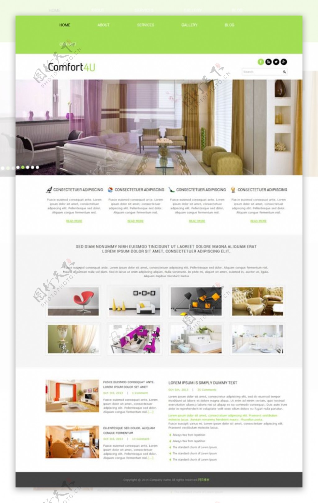 室内设计效果网页模板图片