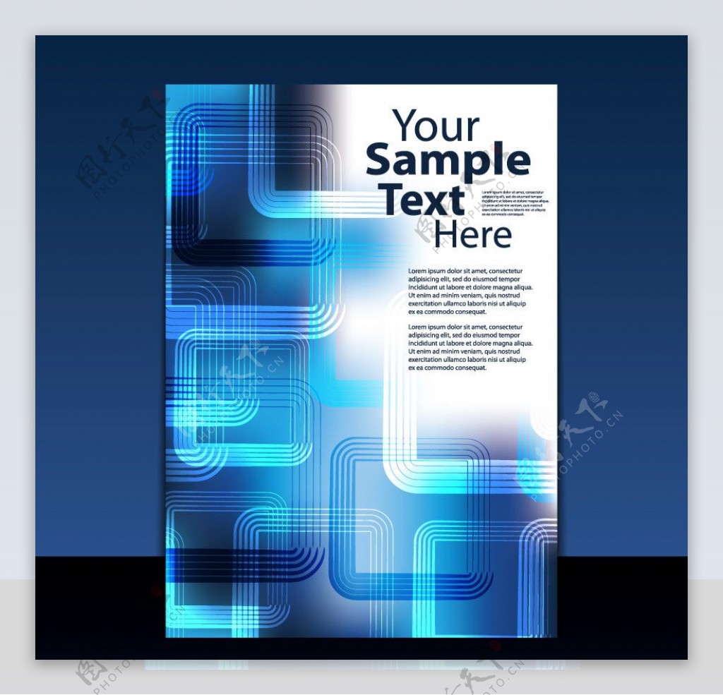 蓝色动感线条方形企业宣传册封面设计图片