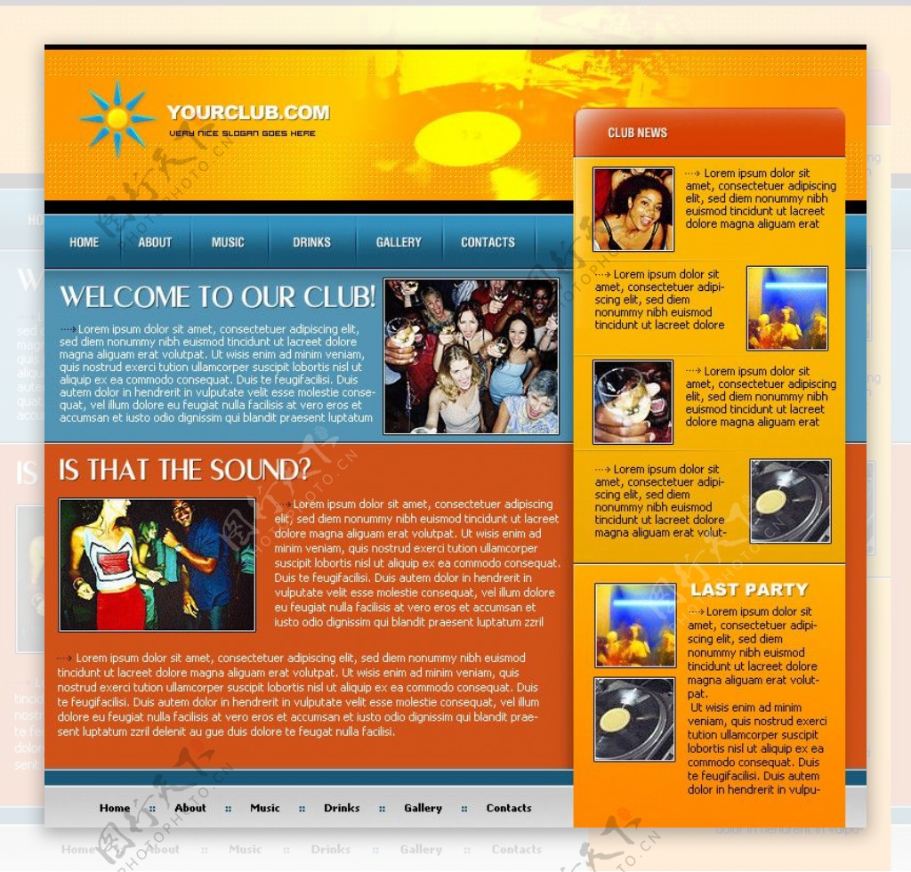 欧美酒吧dj网页模板图片