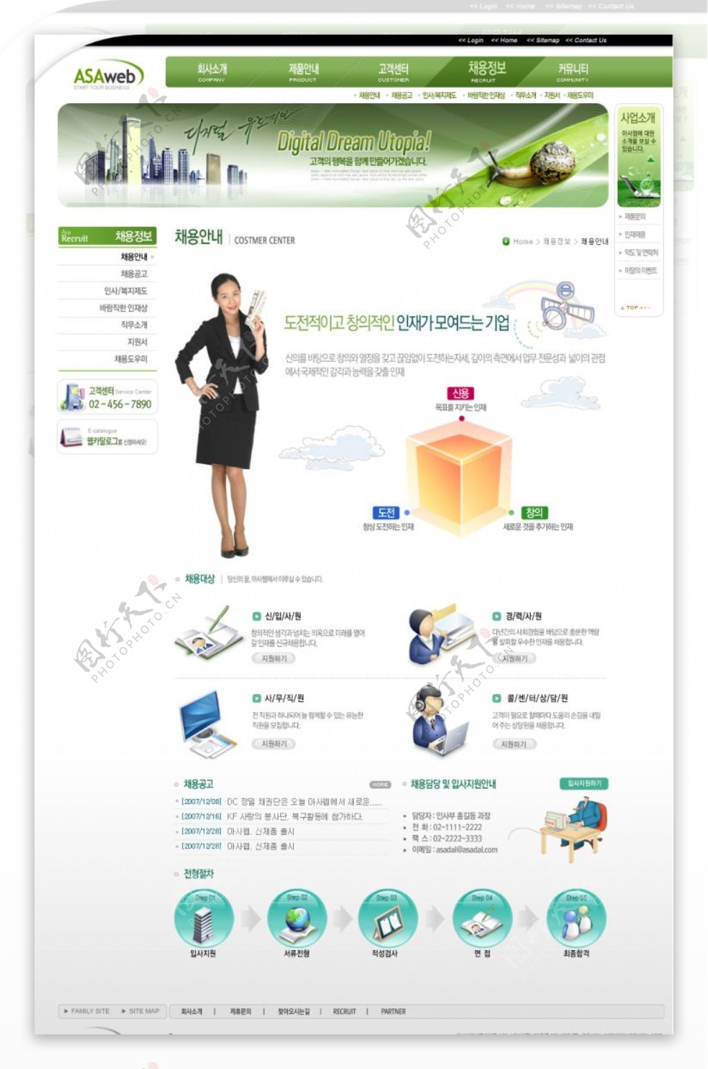 韩国服务行业网站首页模板图片