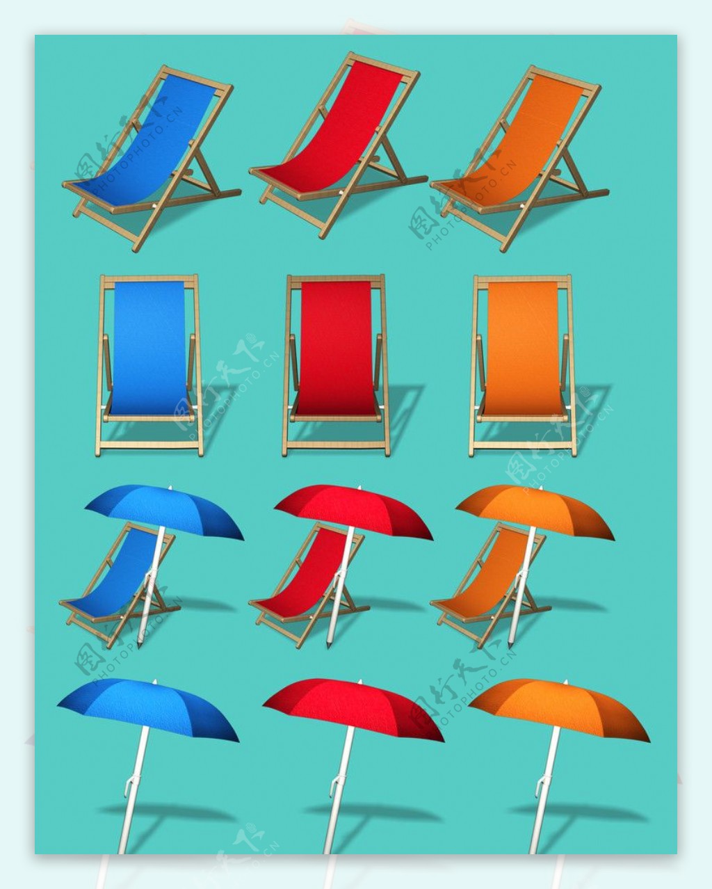 太阳伞和沙滩椅高精图标图片