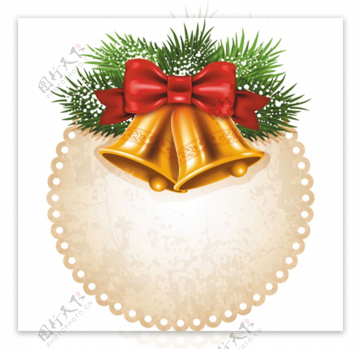 圣诞铃铛圣诞树卡片图片