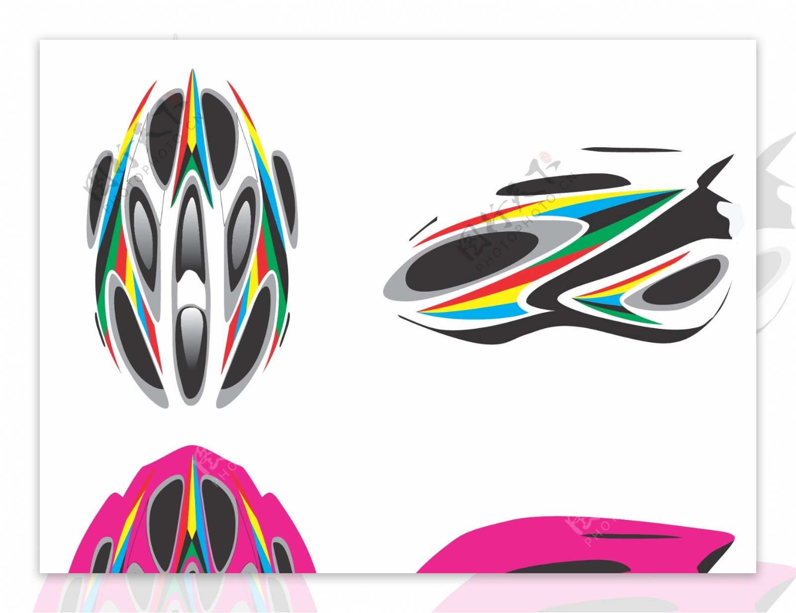 自行车头盔设计矢量图图片