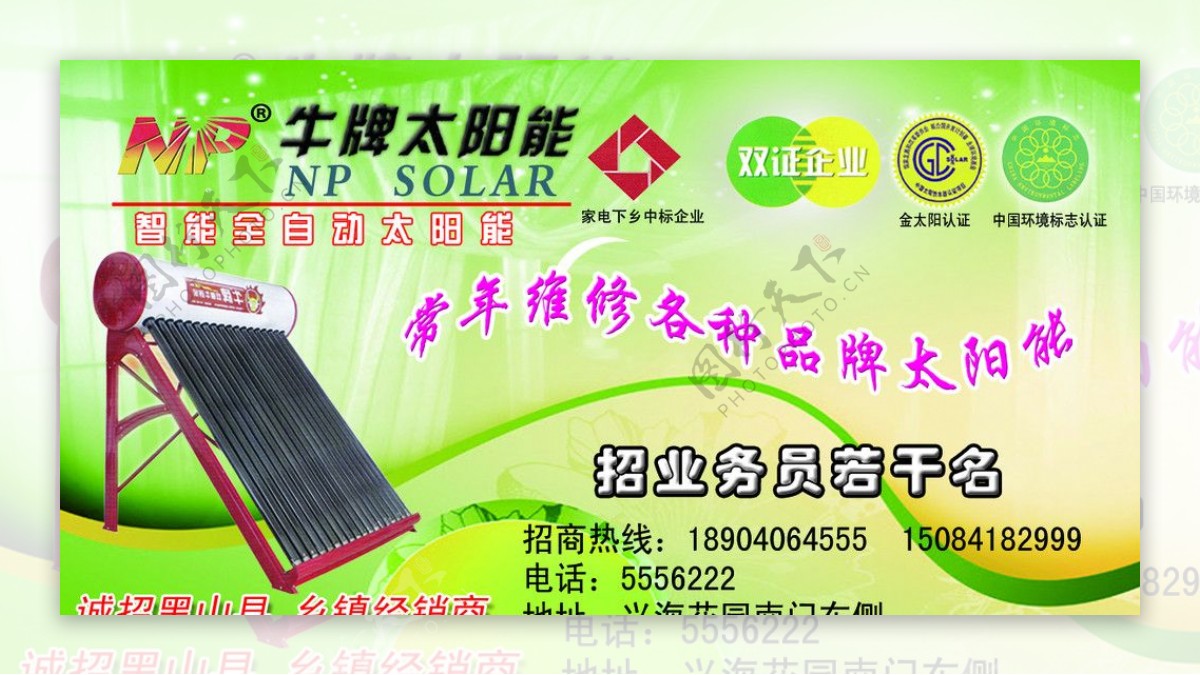 太阳能牛牌太阳能太阳能标识绿色背景图片