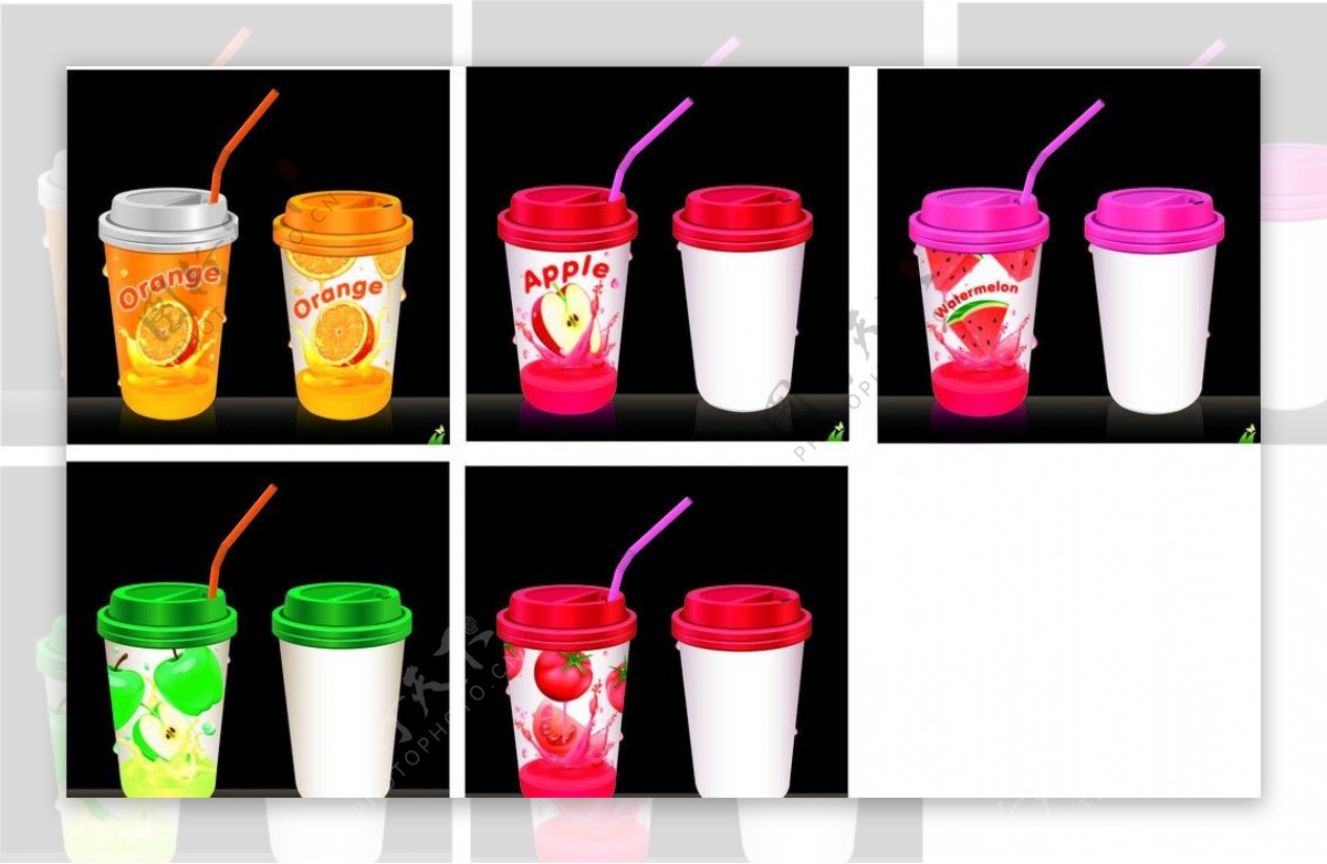 果汁塑料杯包装矢量素图片