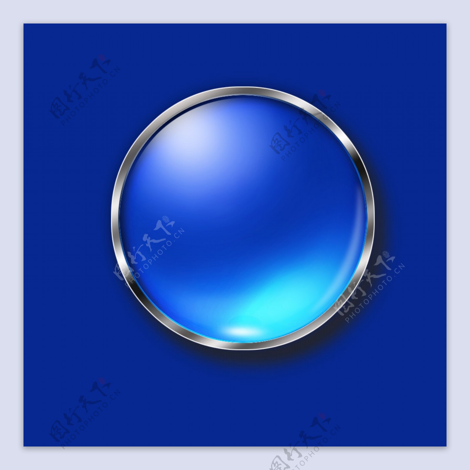 蓝色水晶按钮金属边玻璃球水晶球图片