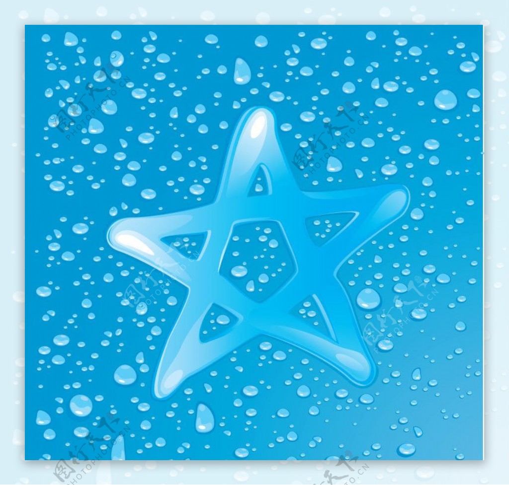 蓝色水珠水滴星星图片