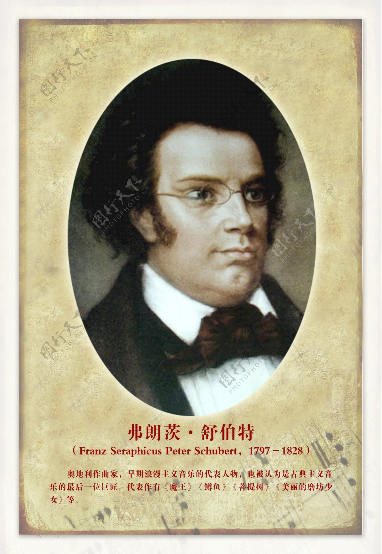 外国音乐家肖像弗朗茨183舒伯特图片