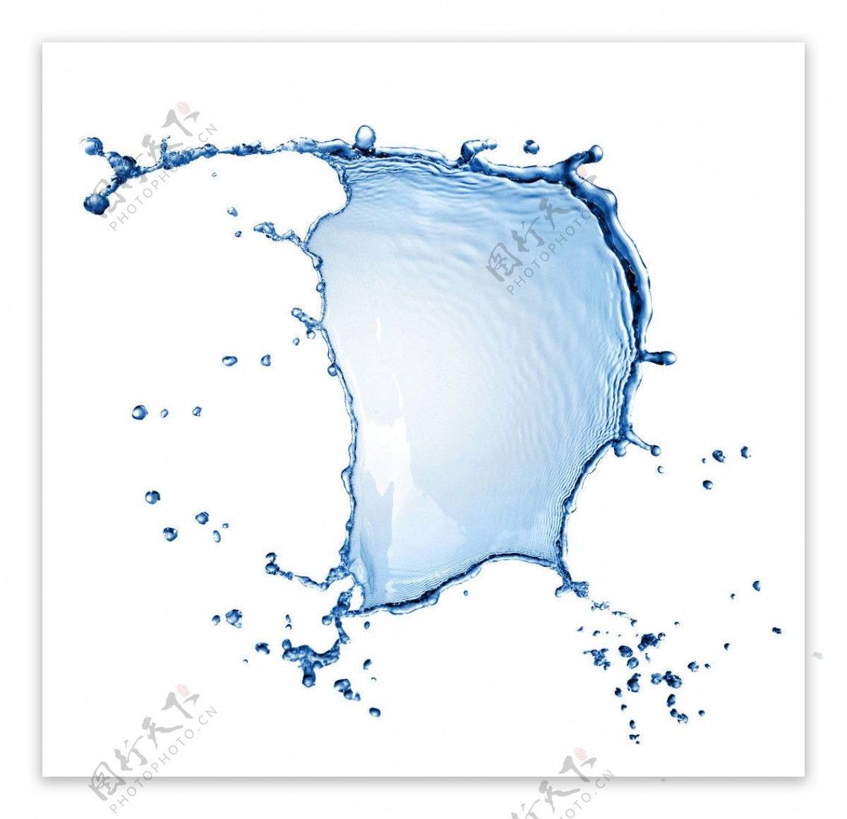 蓝色液态水花喷溅效果图片