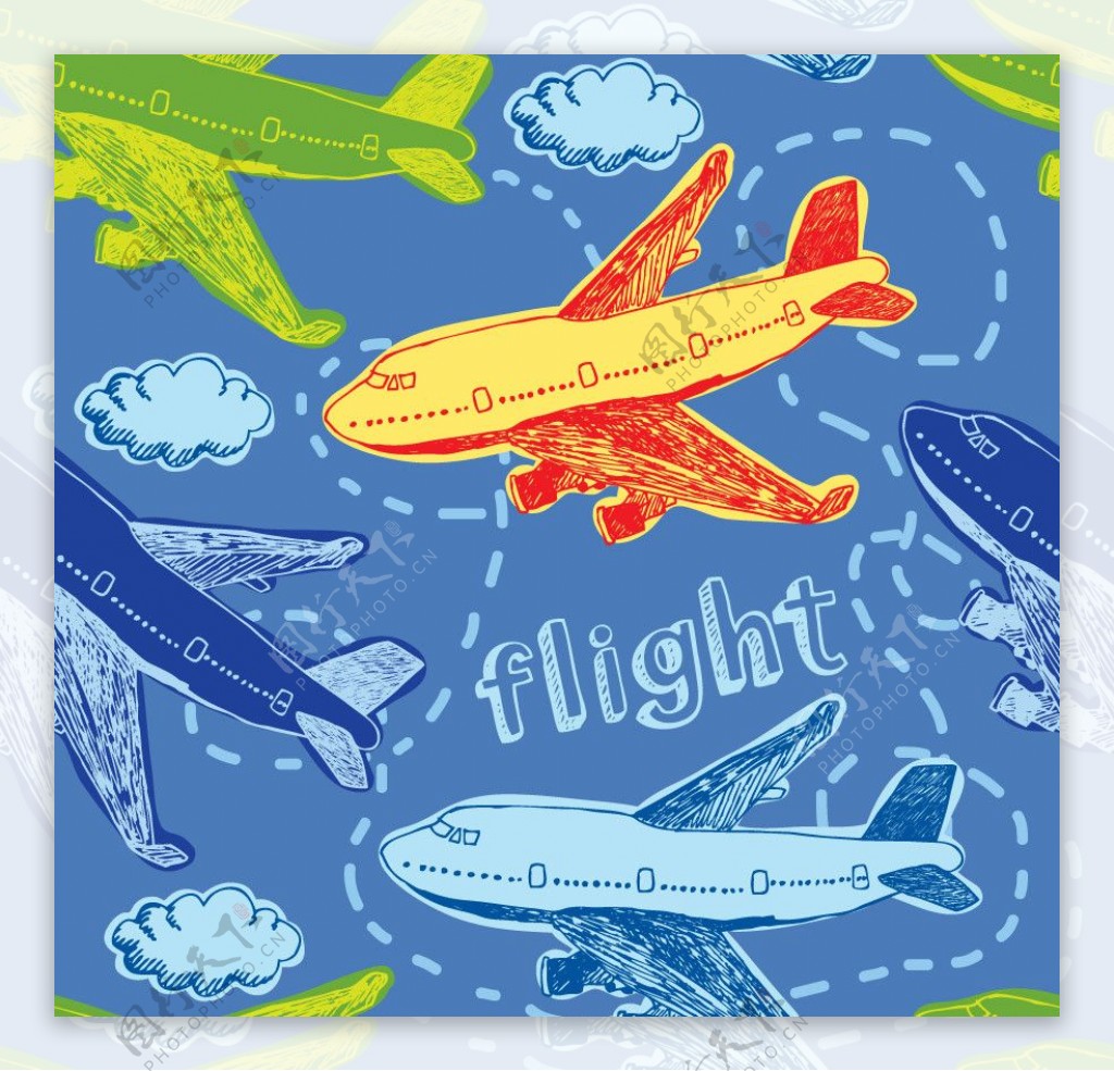 旅行飞机航班线路图片