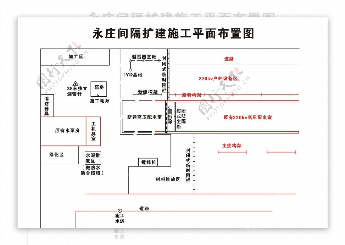 永庄间扩建施工平面布置图图片