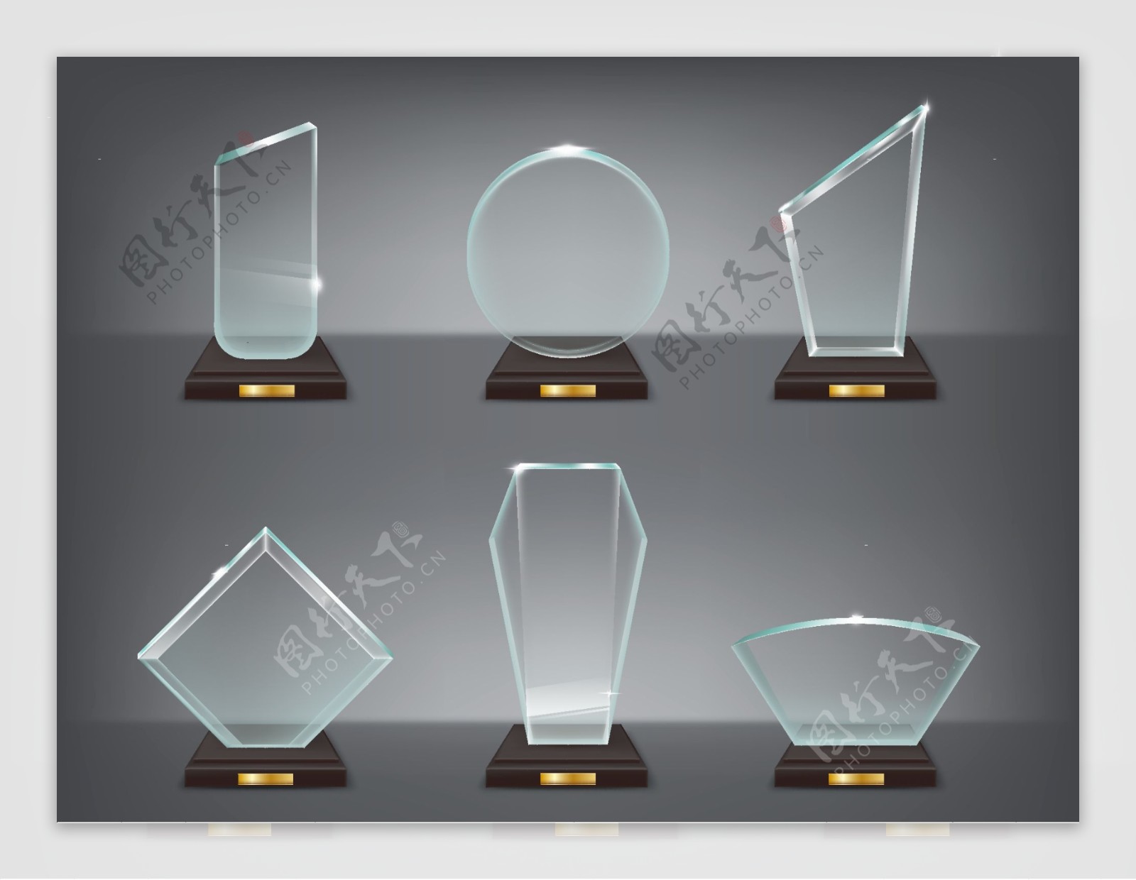 写实现代玻璃水晶奖杯