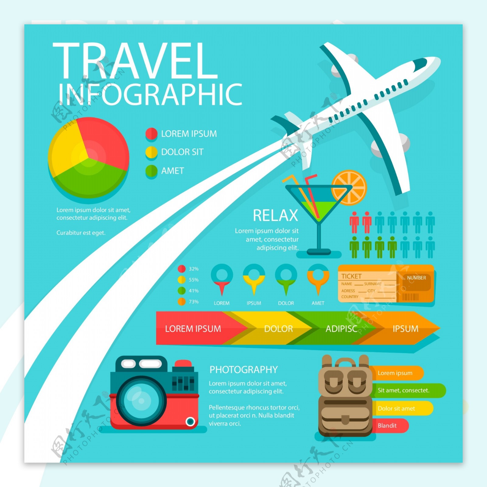 卡通平面旅游信息图设计