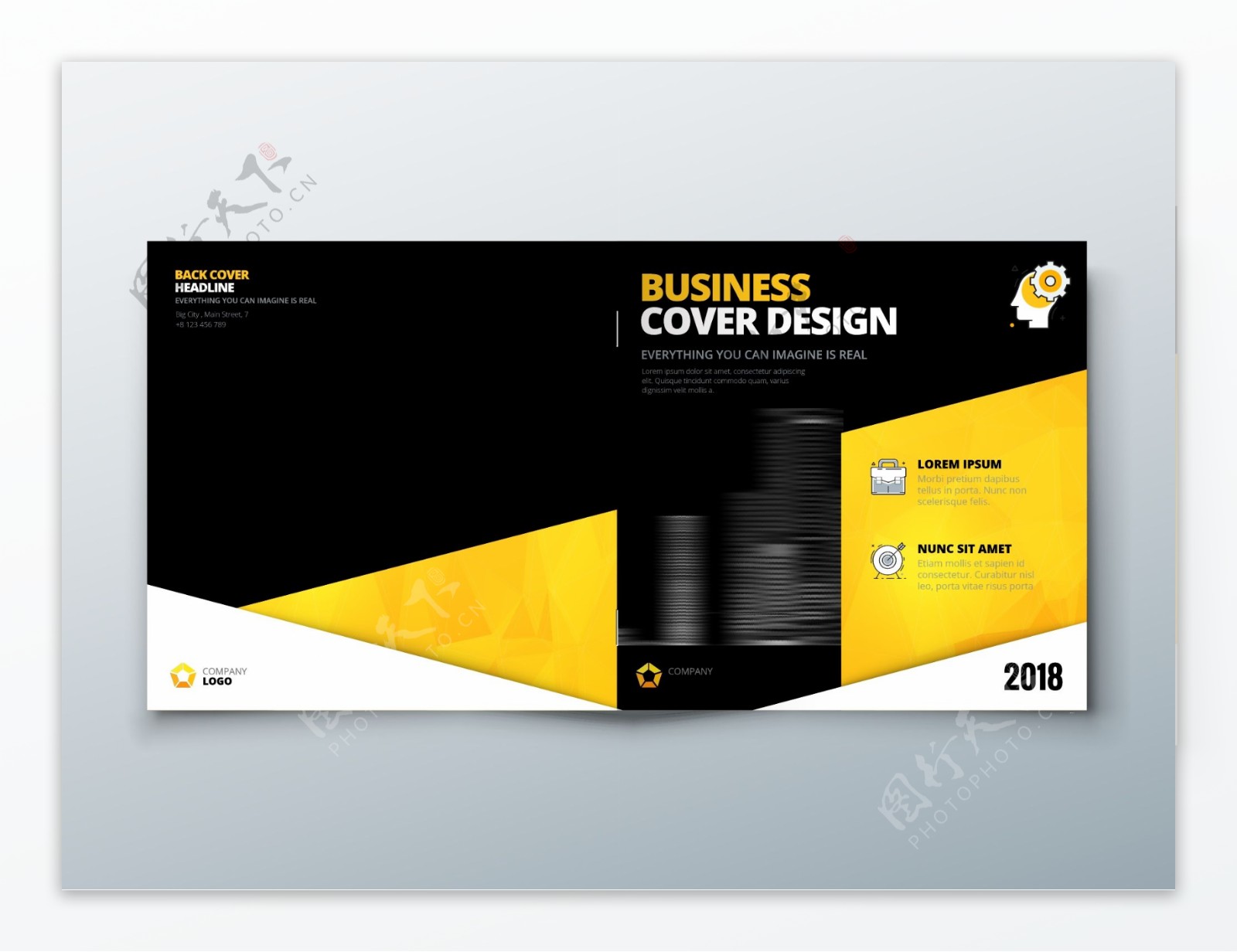 黑黄企业画册封面设计矢量素材