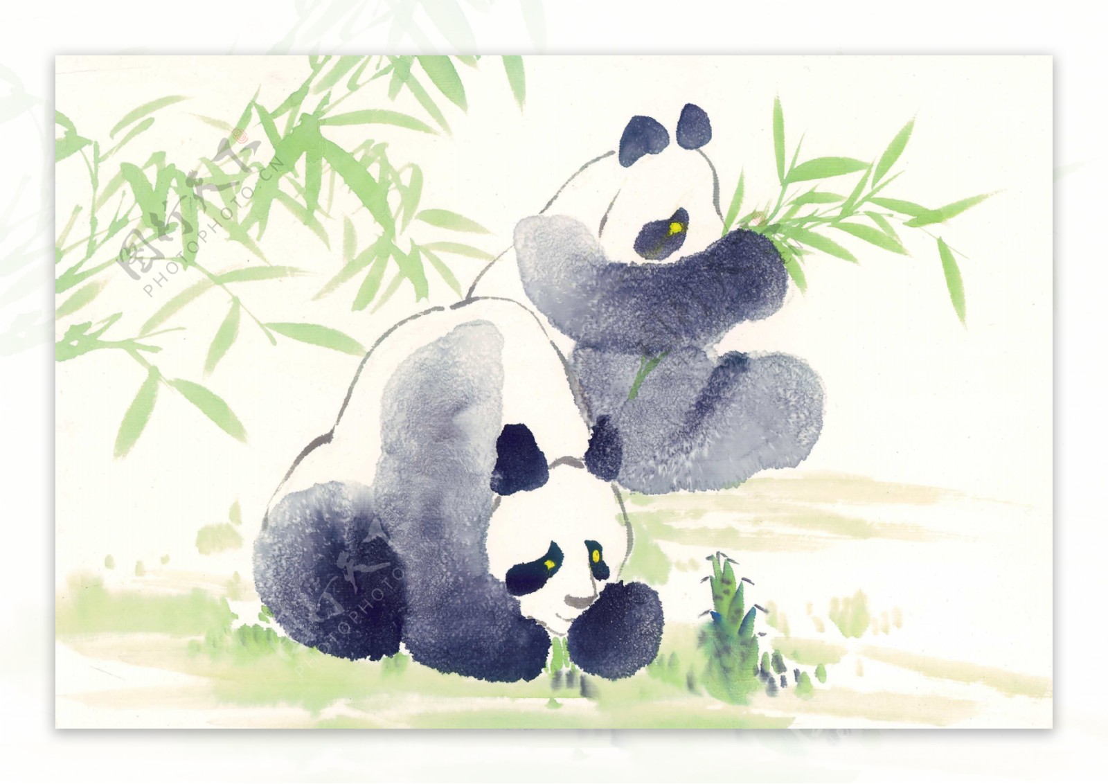 水墨画大熊猫