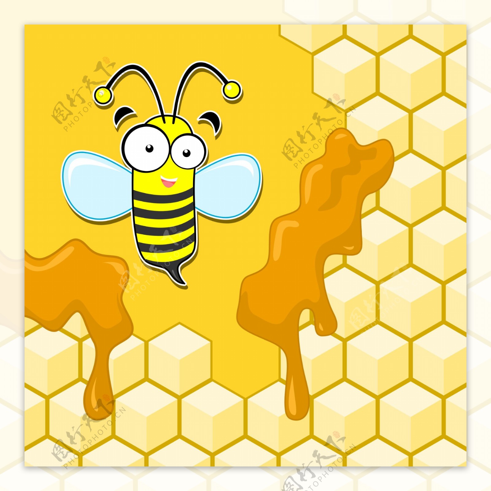 黄色卡通蜜蜂蜂巢