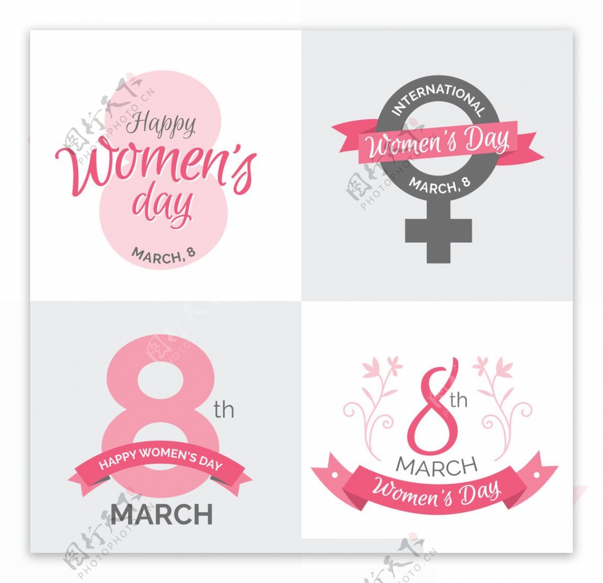 3月8日，国际妇女节卡片。简约的网页设计模板。插画图片素材_ID:391721820-Veer图库