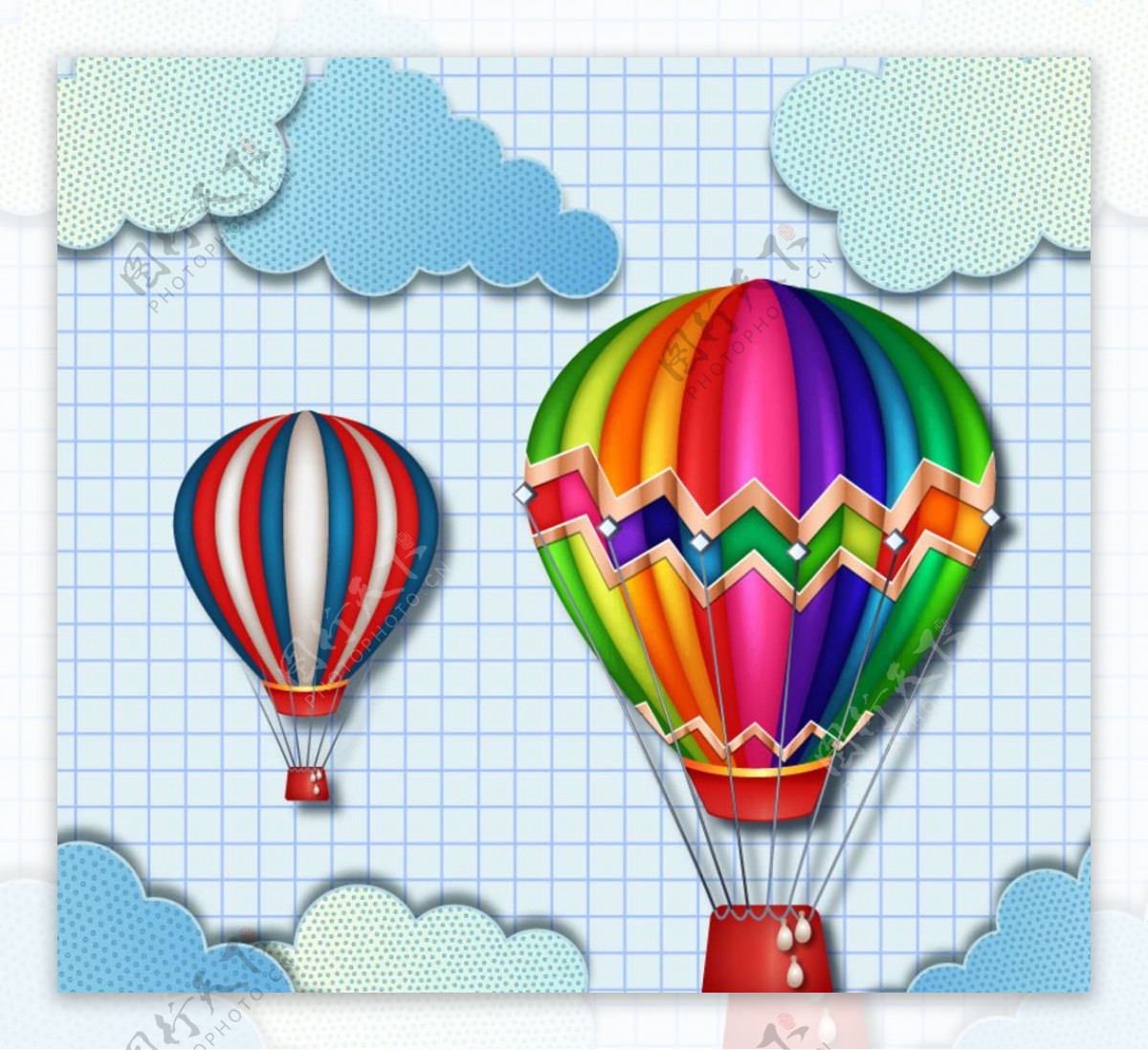 彩色热气球设计矢量素材