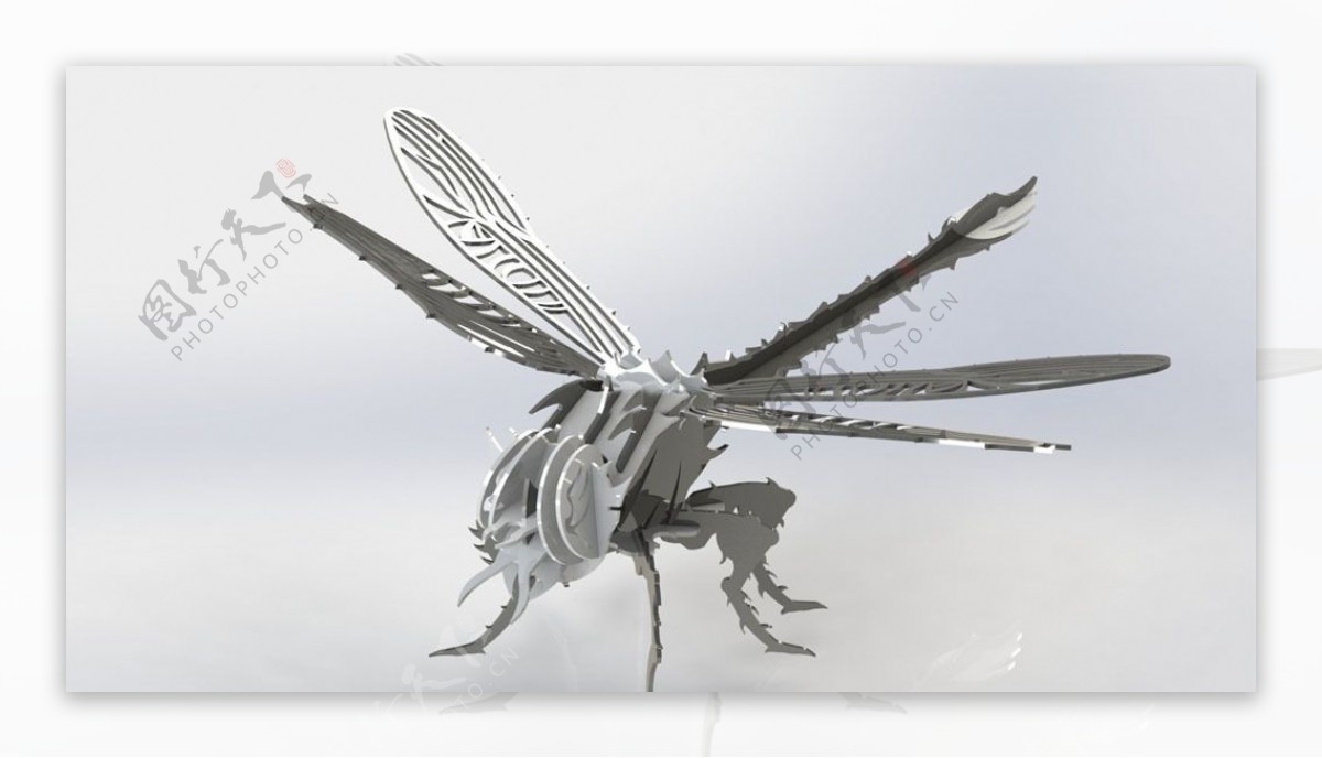 蜻蜓3D拼图模型切割图纸