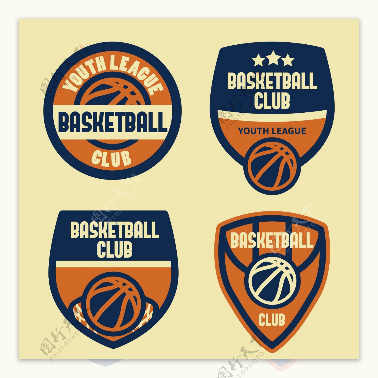 复古篮球俱乐部徽章
