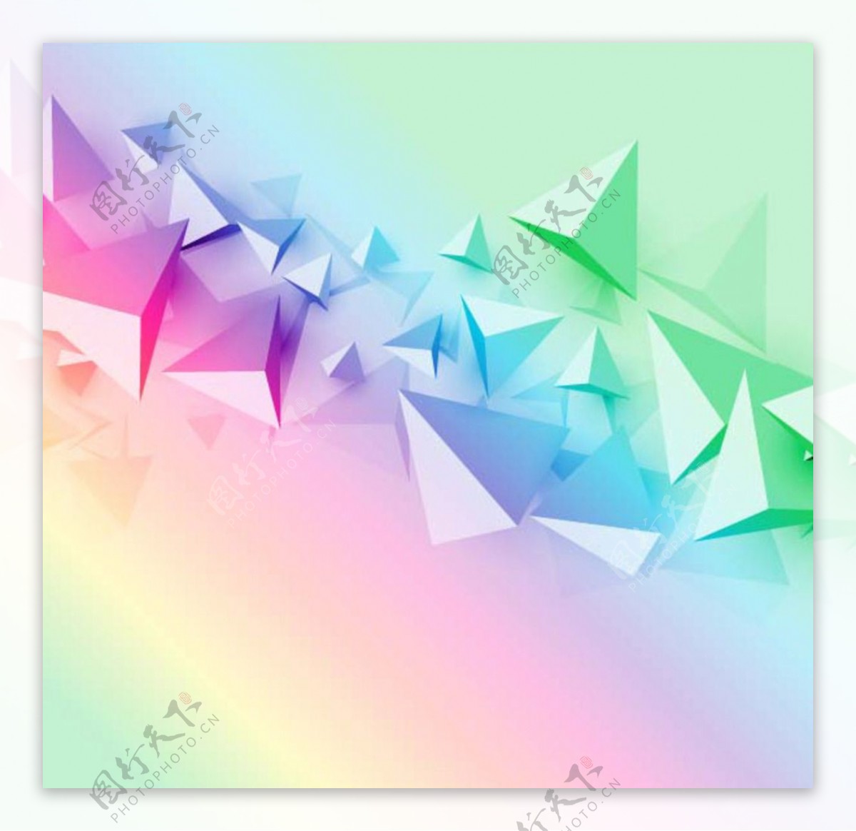 矢量立体三角形粉绿渐变背景素材