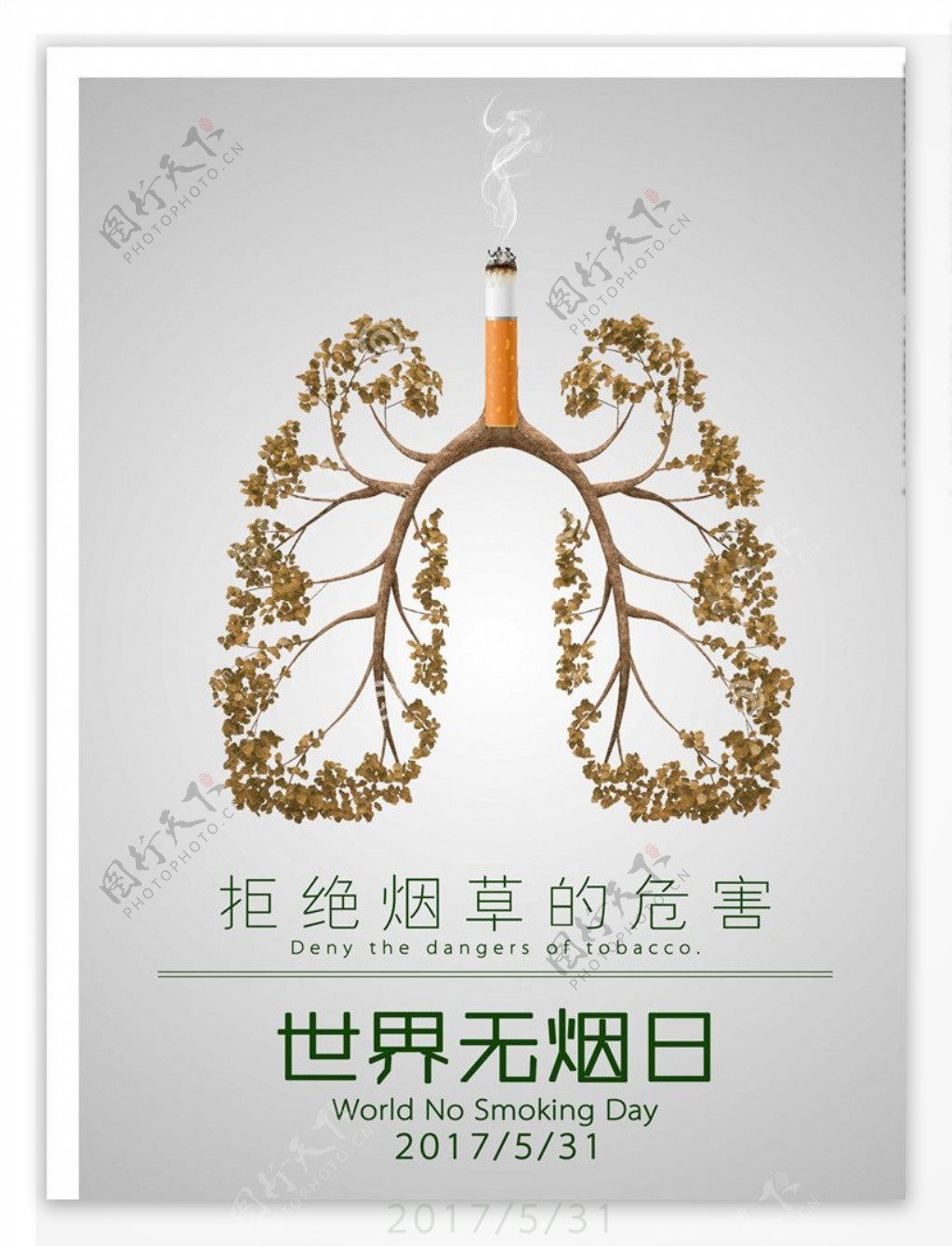 吸烟枯黄的肺公益海报