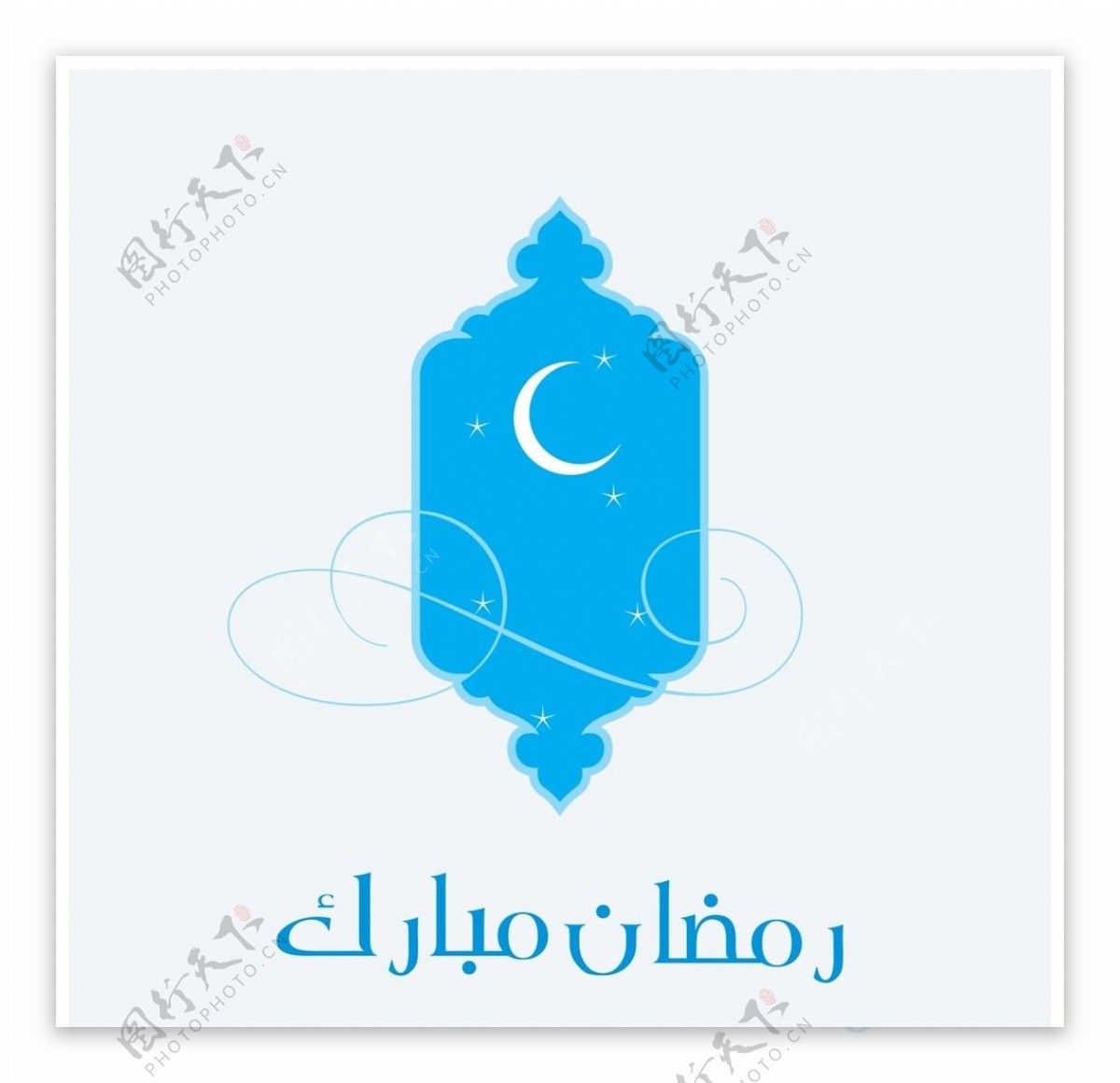 伊斯兰斋月蓝色背景清真寺