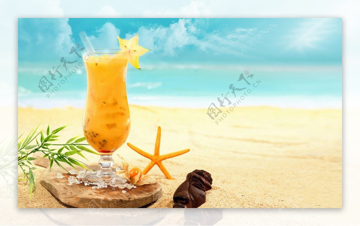 海边夏日橙汁