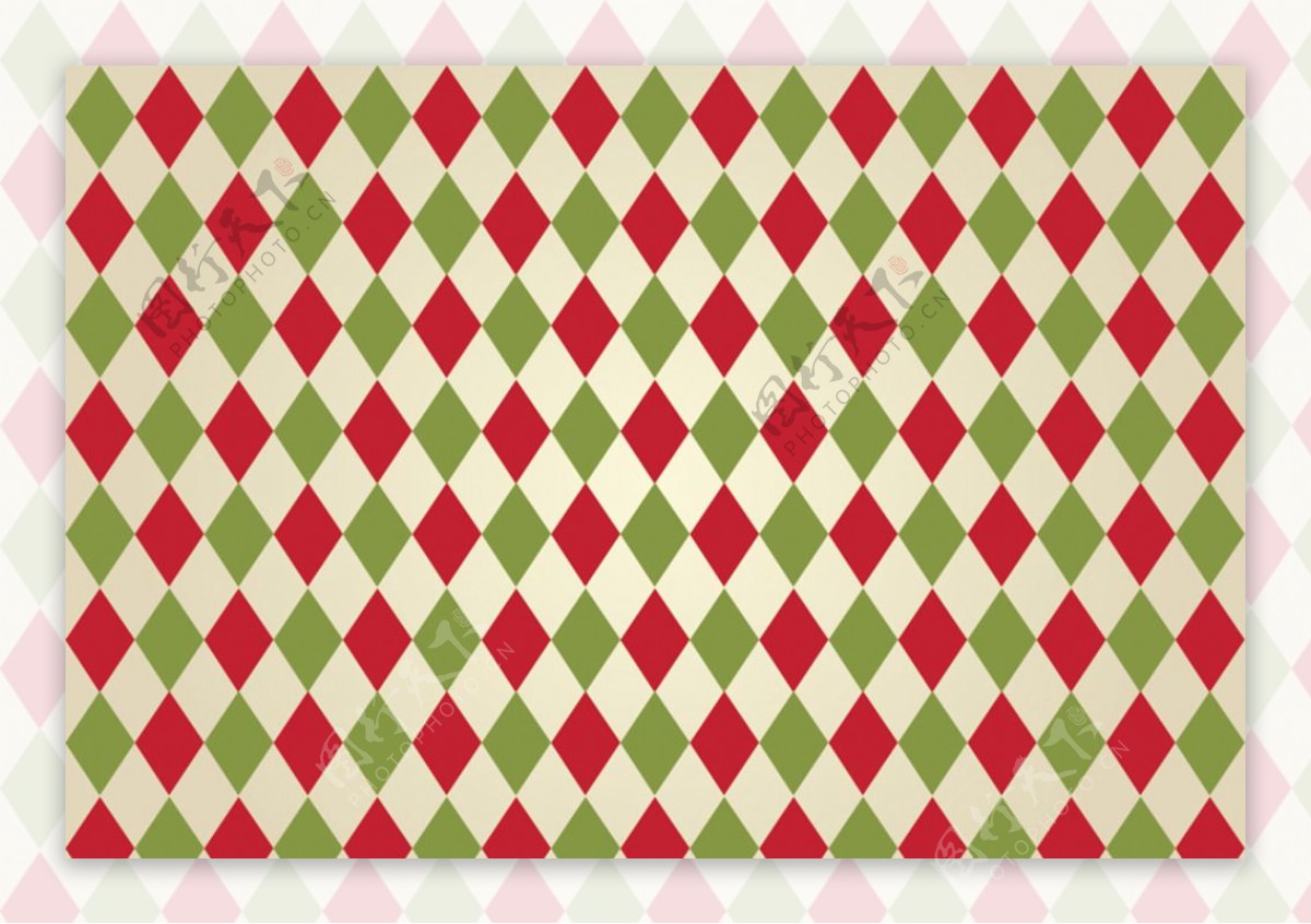 红与绿菱形格背景矢量素材