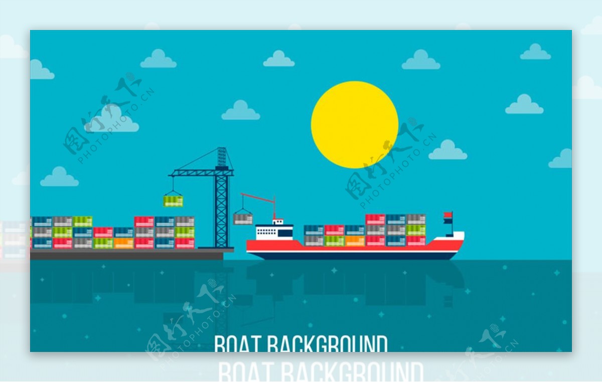 集装箱运输船在海湾港口插图