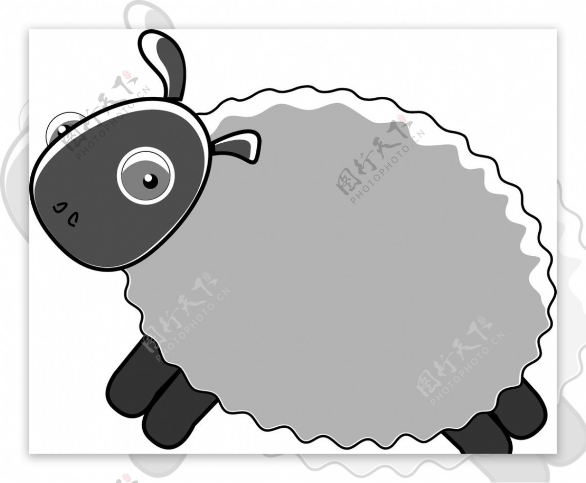 卡通可爱白色灰色绵羊山羊