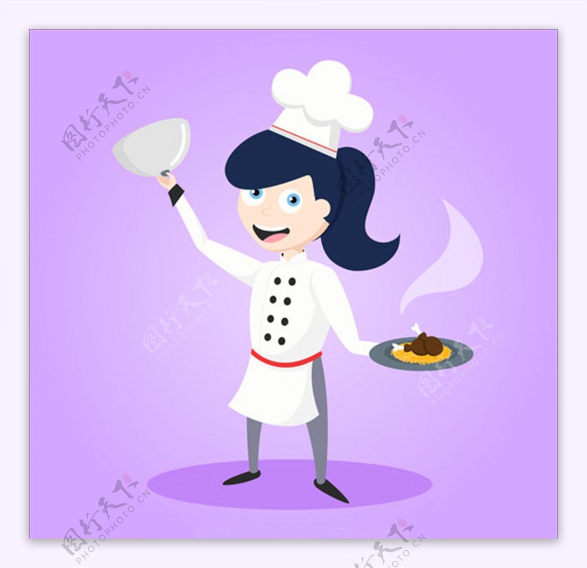 快乐烹饪的女厨师