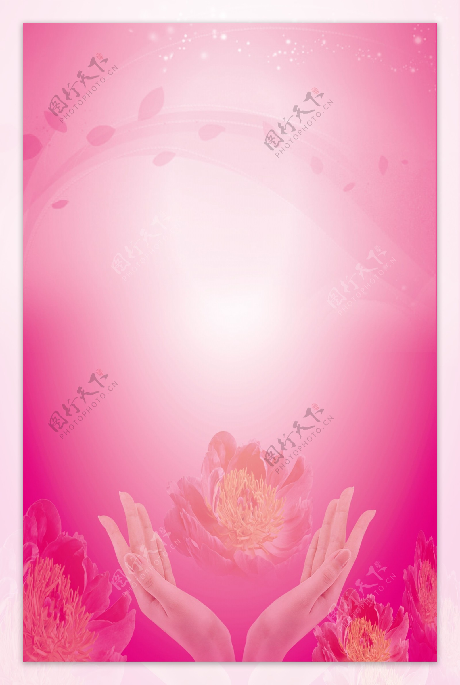 粉色玫瑰花化妆品彩页海报背景